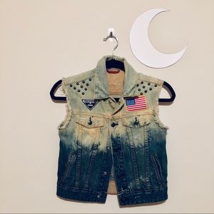 Hand Dyed Denim Vest w/ Studs & Patches